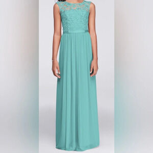 NWT Davids Bridal Long Lace Mesh Bridesmaid Dress